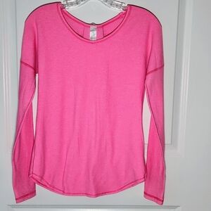 Ivivva Lululemon Hot Pink Long Sleeve Pleated Back Athletic Top- Youth Size 12